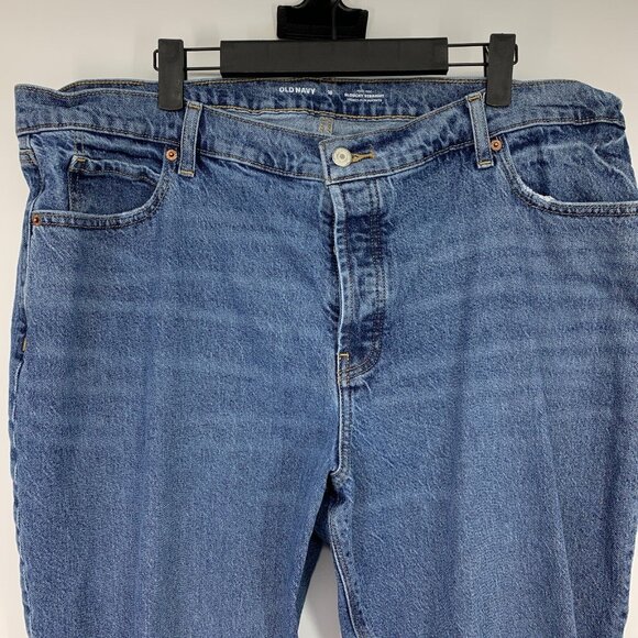 Old Navy Jeans High Rise Slouchy Straight Button Fly Blue Denim - Picture 3 of 9